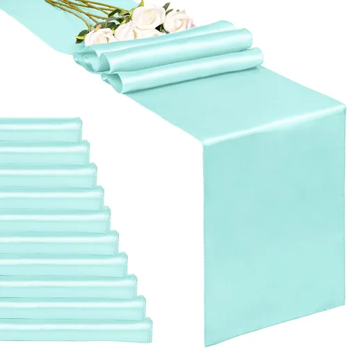 Vista 9 de Paquete de 20 caminos de mesa dorados de satén de 12 x 108 pulgadas de largo para bodas, decoraciones para fiestas de cumpleaños, banquetes