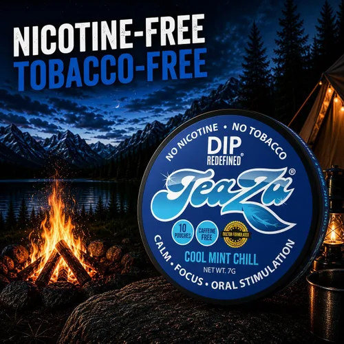 Vista 4 de Teaza Bolsas energéticas a base de hierbas, tabaco alternativo y inmersión saludable, sin cafeína, sin tabaco, masticable, sabor a menta crujiente