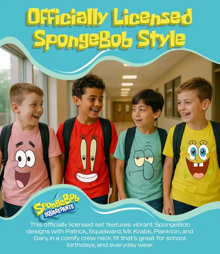Vista 4 de Camiseta gráfica de Bob Esponja (Conjuntos) Patrick Star Calamardo Plancton Gary Atuendo Camiseta Niños pequeños/Cumpleaños a Ropa de niños