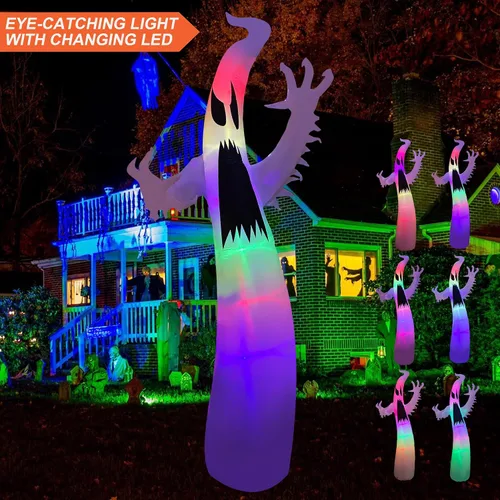 Vista 2 de SEASONBLOW Fantasma terrible inflable portátil de Halloween de 12 pies para césped, patio, jardín, interiores y exteriores, decoración de vacaciones