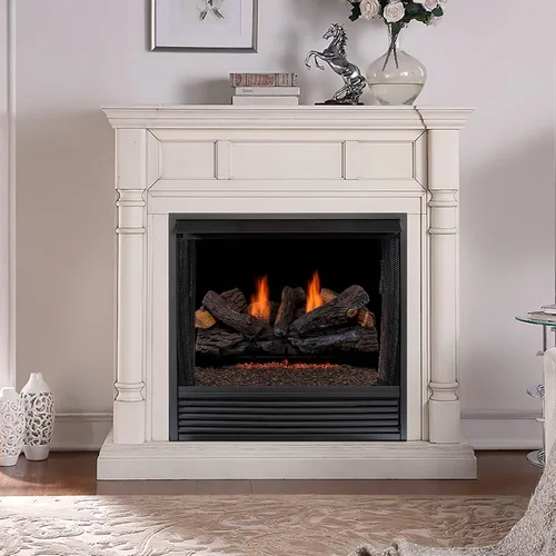 Vista 7 de Duluth Forge Juego de troncos de gas de combustible dual sin ventilación, 30 pulgadas, roble apilado, 33,000 BTU, control remoto, modelo # DLS-30R-2