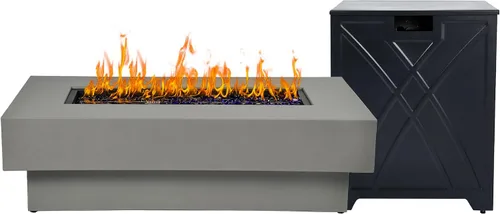 Vista 8 de Fogata de propano para exteriores de 32 pulgadas con cubierta de tanque de 20 libras, fogatas de propano de 50,000 BTU para patio exterior con tapa
