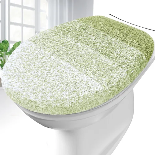 Vista 9 de OLANLY Funda de asiento de inodoro de microfibra suave para baño, cubiertas de asiento lavables a máquina, 17.5x15 pulgadas, con respaldo de goma