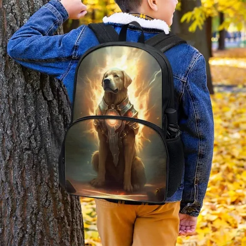 Vista 4 de AmzPrint Mochila de panda para niños y niñas, mochila escolar para escuela primaria y secundaria, regalo de regreso a la escuela, Mech Dog-2