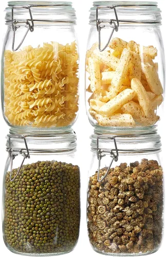 Vista 13 de Tarros de vidrio para almacenamiento de alimentos de 1 galón con tapas herméticas, juego de 1 – Recipientes transparentes con cierre de clip