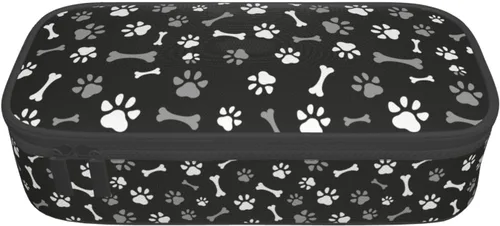 Vista 9 de Perinsto Estuche para lápices de patas y huesos de perro de gran capacidad, con múltiples compartimentos, papelería, huellas de animales