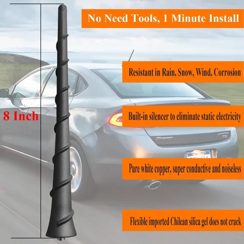Vista 3 de Antena de goma flexible de 8 pulgadas para Dodge Journey (2010-2020)