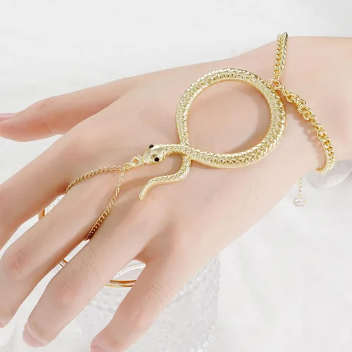Vista 3 de Long tiantian Pulsera de serpiente para mujer, pulsera de serpiente ajustable Medusa, pulsera de serpiente de animal para fiesta de Halloween