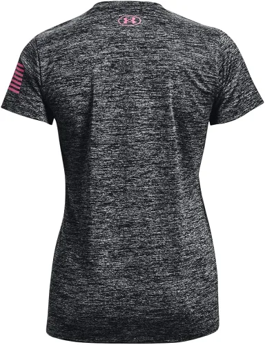 Vista 4 de Under Armour Freedom Tech - Camiseta de manga corta con cuello en V para mujer