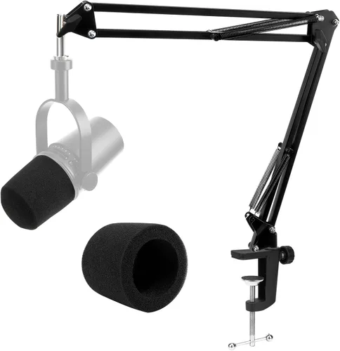 Vista 14 de Para HyperX Quadcast Boom Arm - Soporte de micrófono mejorado con cubierta de micrófono para reducir los ruidos del viento, brazo de micrófono