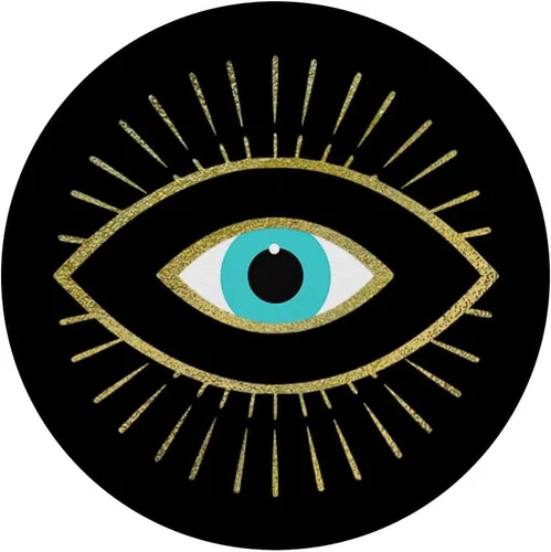 Vista 3 de PopSockets negros con diseño de ojo malvado amarillo