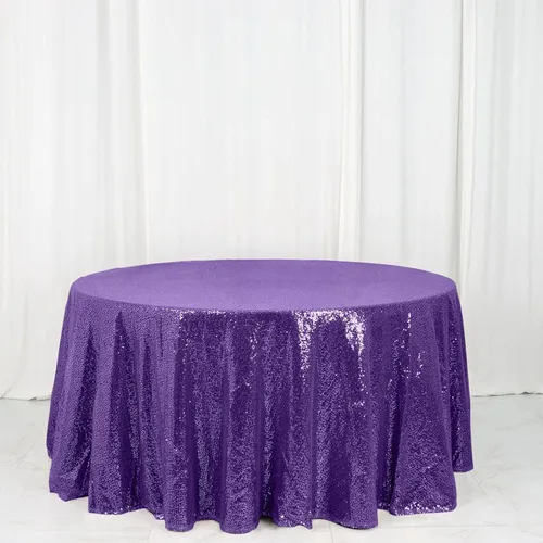 Vista 44 de Efavormart - Mantel redondo de lentejuelas brillantes de 120 pulgadas para banquetes de boda, fiesta, decoración del hogar