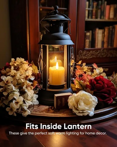 Vista 5 de Homemory Velas votivas parpadeantes sin llama con control remoto y temporizador de 2 x 2 pulgadas, funciona con pilas, paquete de 6 velas falsas