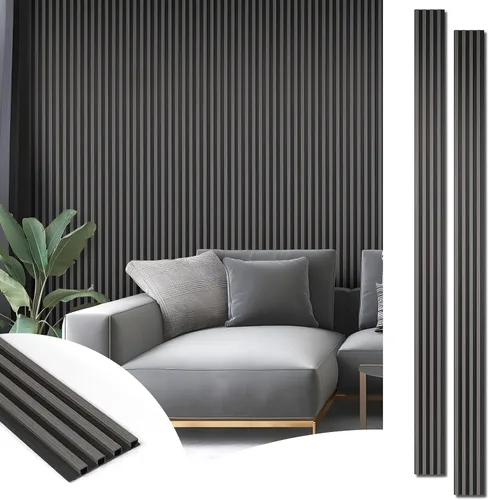Vista 7 de Art3d Paquete de 4 paneles de pared de listones de madera WPC de 6 x 6 pulgadas para decoración de pared interior, paneles de pared acústicos