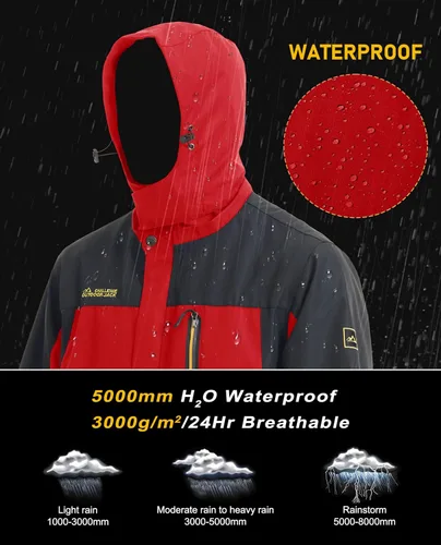 Vista 4 de MAGCOMSEN Men's Hooded Windproof Water Resistant Rain Jacket Windbreaker 5 Pockets for Hiking,Fishing,Runing