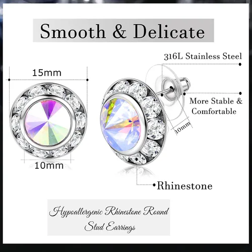 Vista 2 de BESTEEL 8 pares de aretes de competición de baile para mujer, aretes acrílicos con diamantes de imitación de cristal con halo para escenario, ópera