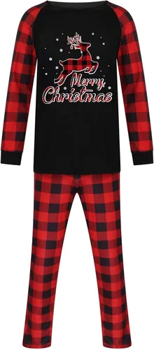 Vista 2 de Pijamas de Navidad para la familia, conjunto a juego de camisetas de manga larga y pantalones, camisones navideños con Feliz Navidad