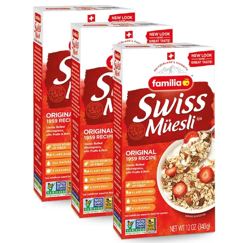 Vista 8 de Familia Cereal suizo Muesli, receta original con frutas y nueces, disfruta de avena caliente, fría o durante la noche, 12 onzas (paquete de 1)