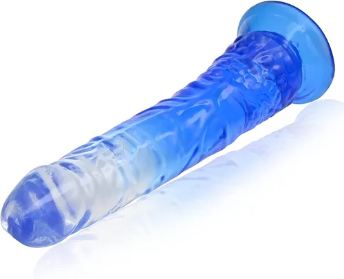Vista 4 de Consolador realista de gelatina, consolador de punto G con fuerte ventosa para juego sin manos, pene flexible realista, juguete de masturbación