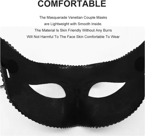 Vista 4 de Máscara veneciana para hombres y parejas, máscara veneciana para Halloween, Mardi Gras, fiesta, baile de graduación