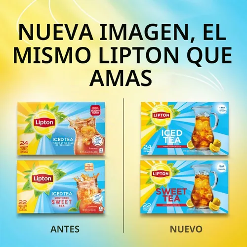Vista 2 de Lipton Bolsas de té helado sin azúcar, tamaño de galón, cero calorías, 24 bolsas de té en total