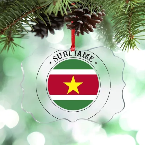 Vista 8 de Adornos de Navidad de Uzbekistán, bandera de Uzbekistán, adornos de árbol de Navidad, adornos de Navidad personalizados de acrílico transparente