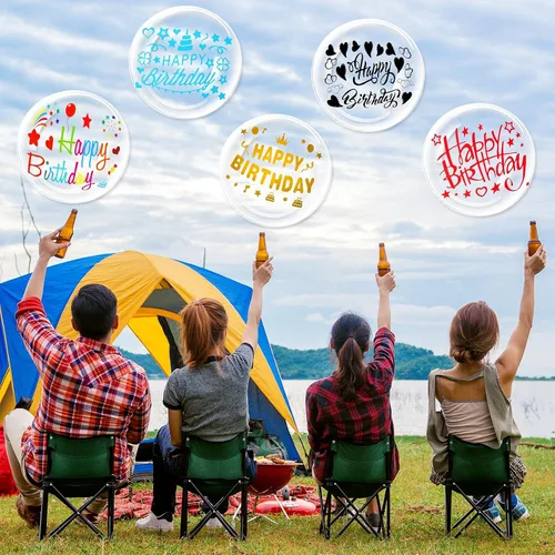 Vista 5 de Kasyat Juego de 36 calcomanías de cumpleaños, globos transparentes Bobo 12 Birthday Stickers 24 DIY Bubble Transparent Party Supplies Decoration
