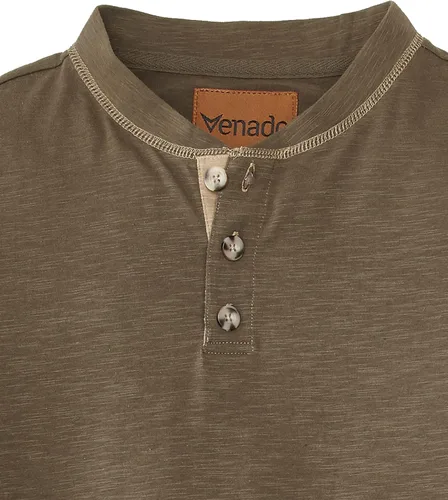 Vista 2 de Venado Camiseta de manga larga y cuello henley para hombre, material flexible
