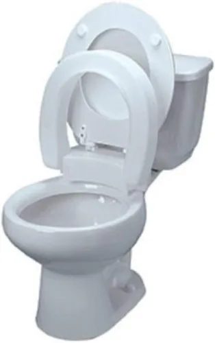 Vista 6 de Asiento elevado para retrete de Ableware, con bisagras, Estándar, Blanco, 1