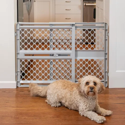 Vista 8 de MYPET Puerta universal para mascotas: 26" - 42" Puerta de perro de ancho para puertas con ajuste a presión o accesorios de puerta oscilante Tipos