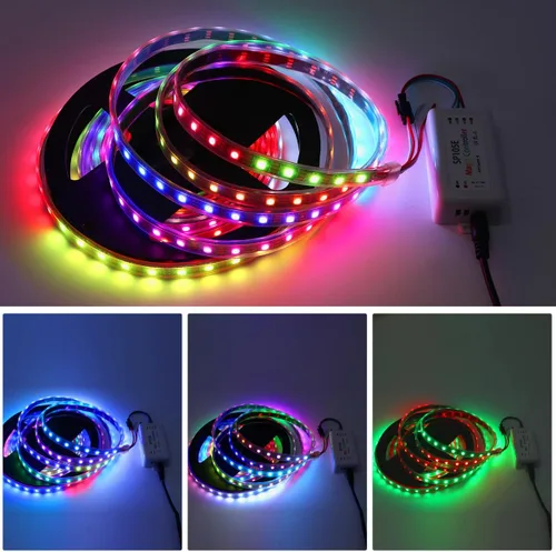 Vista 5 de Paquete de 2 controladores LED SP105E, controlador Bluetooth LED Ws2812b para Ws2811 SK6812 APA102 luces IC inteligentes, DC5-24V controlador