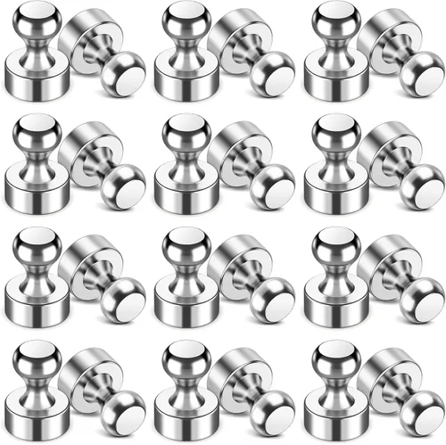 Vista 12 de VNDUEEY 12 piezas de imanes de nevera negros, imanes de pizarra blanca para refrigerador, imán pequeño y fuerte para pizarra, oficina, aula, cocina