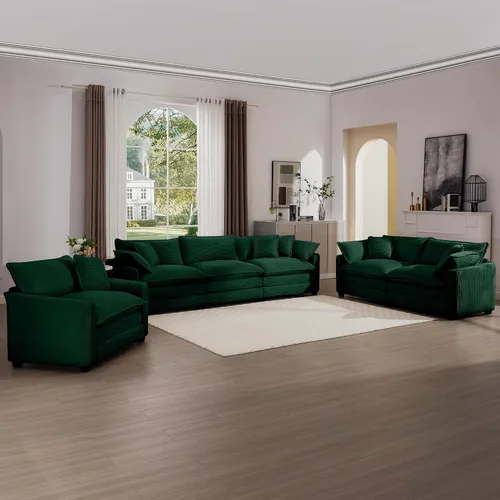 Vista 10 de KEIKI Juego de sofá de 2 piezas con 2 sofás individuales de pana extragrandes, juego de sillas decorativas modernas de 2 plazas tapizadas con 2