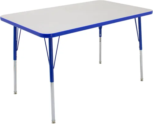 Vista 23 de FDP - Mesa rectangular para actividades escolares y de oficina (24 x 48 pulgadas), patas estándar con deslizadores giratorios, altura ajustable