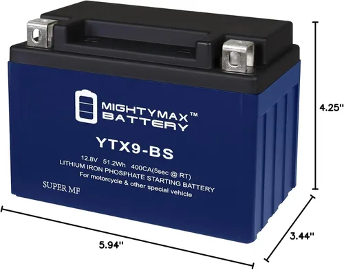 Vista 9 de Mighty Max Battery Batería de litio YTX9-BS sustituye a Kawasaki Z900 Z900RS ABS Cafe 17-19