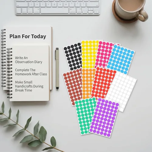 Vista 4 de 4800 Pcs Colored Dot Stickers, 1/2 Inch Round Color Circle Dot Labels