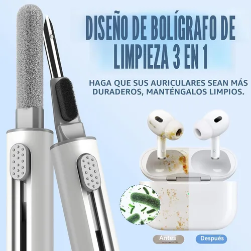 Vista 2 de Kit de limpieza Inesore para Airpods Pro Serie 3 2 1, herramienta de pluma de limpieza multifunción para auriculares, altavoces de iPhone A-blanco