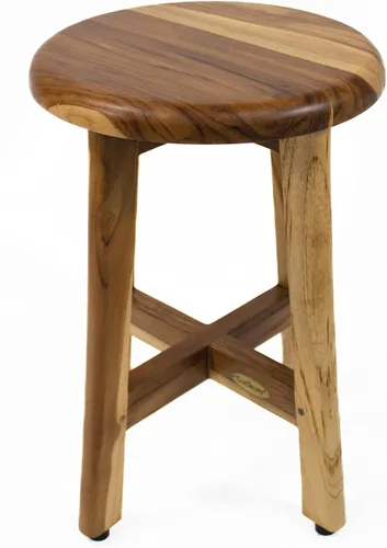 Vista 4 de EcoDecors Shoji - Taburete redondo de madera de teca impermeable de 12 pulgadas, asiento para almacenamiento interior de ducha, proporciona