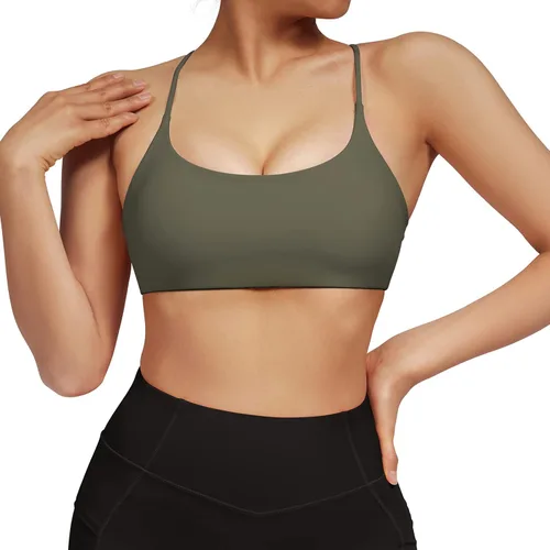 Vista 4 de DOULAFASS Sujetadores deportivos para mujer, con tirantes, sexy, lindo, espalda cruzada, soporte ligero, para entrenamiento, yoga, con copas