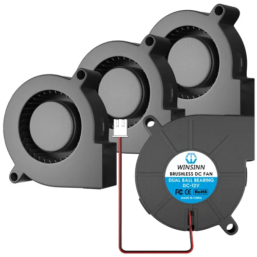 Vista 8 de WINSINN Ventilador de soplador 5015 de 1.969 in, 5 V, impresora 3D, ventiladores de 5 voltios, turbina turbina Turbo doble rodamiento de bolas