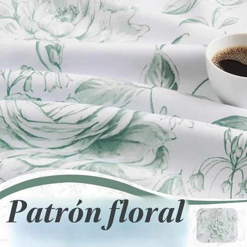 Vista 7 de Beauoop Cortinas Florales 100% Opacas de 96 Pulgadas de Largo, 2 Paneles para Dormitorio, Sala de Estar, Verde Blanco Estilo Granja