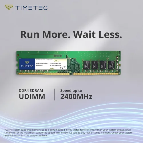 Vista 4 de Timetec 8 GB DDR4 2400 MHz PC4-19200 sin ECC sin búfer 1.2 V CL17 1Rx8 de rango único 288 pines UDIMM módulo de memoria RAM de actualización para PC