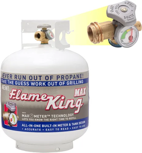 Vista 2 de Flame King Paquete de tanque de propano de acero de 20 libras con tanque de cilindro de propano recargable de 1 libra