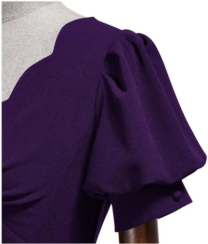 Vista 7 de AISIZE Vestido de cóctel delgado con cuello en V floral retro de los años 40 para mujer