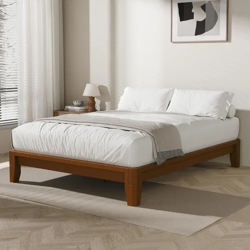 Vista 9 de Marco de cama de bambú sólido completo, marco de cama de plataforma de carpintería japonesa (natural) Instalación rápida sin herramientas