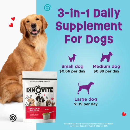 Vista 7 de Probióticos Dinovite para perros pequeños, adorno probiótico para alimentos, 30 porciones