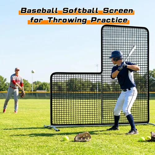 Vista 6 de Gagalileo Baseball L-Screen Protective Pitching Net: 7x7FT Portable for Batting Cage Backyard Practice - Coaches Parents Youth Training Beisbol