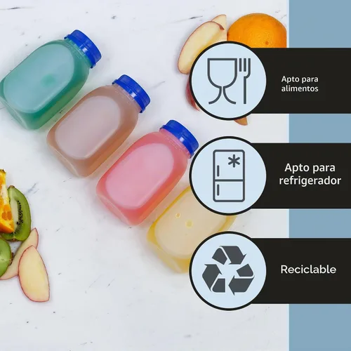 Vista 7 de Cornucopia Brands Paquete de 12 botellas de leche de plástico de 8 onzas, sin BPA, aptas para lavavajillas, multiuso para leche, jugo, batidos