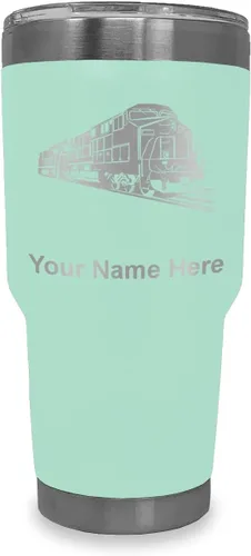 Vista 11 de LaserGram Vaso aislado al vacío de 20 onzas, tren de carga, grabado personalizado incluido (negro)