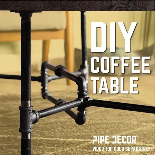 Vista 6 de PIPE DECOR Juego de patas de mesa auxiliar, kit de base de mesa industrial rústica para sala de estar, oficina, tuberías y accesorios ásperos